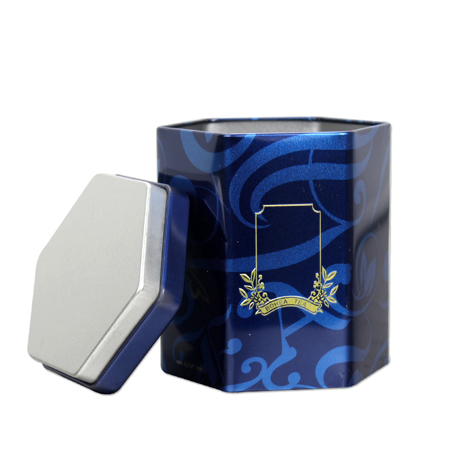 hexagon tea tin box with high quality